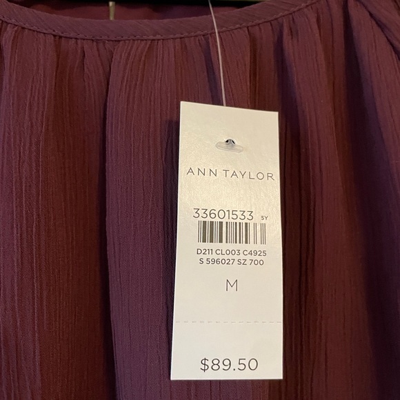 Ann Taylor Burgundy Ruffle Sleeve Top - Picture 4 of 5